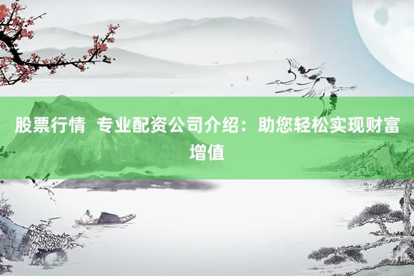股票行情  專業(yè)配資公司介紹：助您輕松實現(xiàn)財富增值